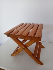 Tabouret Pliant Vintage en Bambou  Porte Plantes   Meuble de poupée