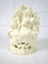 Céramique Chiminea Bougeoir Lapin en Un Fleur Pot