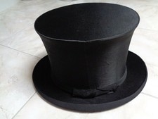 ANCIEN CHAPEAU HAUT DE FORME A CLAQUE AVEC BOITE CARTON D'ORIGINE