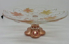 Plateau sur Pied Présentoir en Verre WALTHER GLAS Décor Feuilles Automne