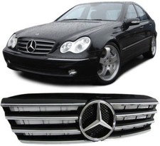 CALANDRE MERCEDES CLASSE C W203 BERLINE NOIR BRILLANT + CHROME LOOK CL