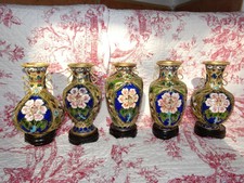  Vases chinois miniatures Email fin émaux cloisonnés old chinese enamel Chine 