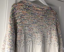 Pull bouclette beige motif multicolore rose orange vert bleu ZARA 13 14 36 38