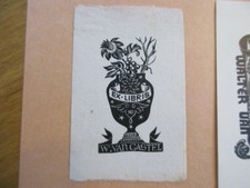 EX-LIBRIS GRAVURE BOIS NELLY DEGOUY LE VASE AUX FLEURS VAN GASTEL 