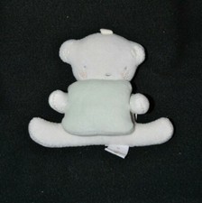 Peluche doudou ours blanc ABSORBA coussin vert Les bébés sont comme ça TTBE