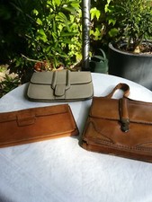 VINTAGE Lot 2 SACS A MAIN + POCHETTE CUIRS ANNÉES 60 