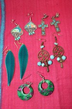 lot boucles d'oreilles dore et argente turquoise bohème chic