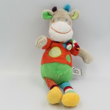 Doudou girafe vache gris rouge vert écharpe rayé MOTS D'ENFANTS - Vache, Girafe 