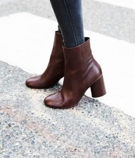 Free People Leather Lotus Ankle Boot Berry Color Size 38