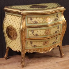 Commode en bois laqué chiffonier peint meuble style ancien toscan annes 60