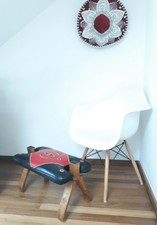 Vintage 60 s camel Selle Cuir Boho marocaine Repose-pieds faite main