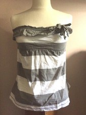 ABERCROMBIE - Haut bustier gris/blanc - T. 34 