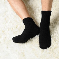 Chaussettes Chaussons Polaire Homme Femme Douce Epaisse Hiver Chaud Couleur Noir