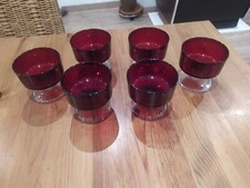 6 coupes à champagne  rouge rubis design scandinave 1970