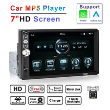 7" 1 DIN HD Autoradio Stéréo Bluetooth pour iOS/Android Lecteur mp5 + Camera