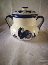 FAIENCE DE QUIMPER HENRIOT DECOR AU COQ POUBELLE DE TABLE PARFAIT ETAT.