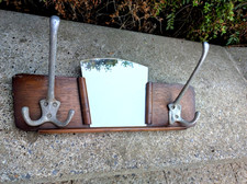 Vestiaire porte manteau bois patères aluminium miroir vintage style art déco