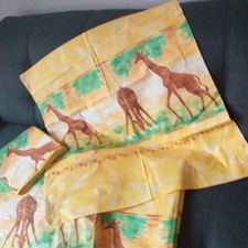 Parure de lit grande taille 200x300 4 pièces 100 % coton Décor Girafe