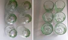 Lot 6 verres anciens à liqueur - eau de vie - digestif  VERRE VERT  HT 5,5 cm