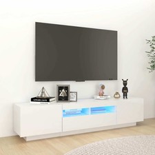 vidaXL Meuble TV avec lumières LED Blanc brillant 180x35x40 cm LSO