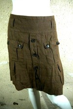 PROMOD Taille 40 très jolie jupe marron chocolat en lin skirt falda rock