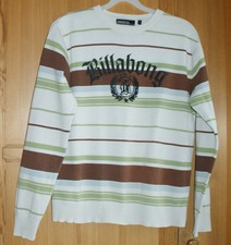PULL HOMME Marque BILLABONG Taille S Blanc rayé Vert marron manches longues