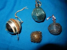 4 ANCIENNES BOULES DE NOEL VERRE MERCURISE EGLOMISE DECORATION SAPIN 