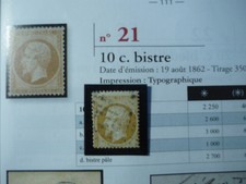 Timbre France Napoléon III- n°21-10c.Bistre1862 