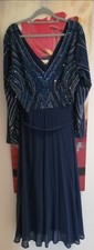 ROBE DE SOIREE BLEU TAILLE 46 LAUTINEL TRES BON ETAT