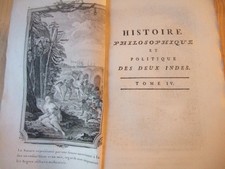 lot livres anciens,1 vol,1783,Histoire Philo et Politiq des 2 Indes, TIV, Gravur