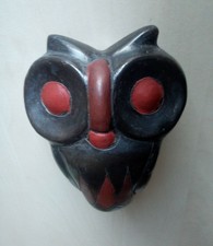 bibelot hibou chouette fait terre cuite peint main hauteur 12 sur 10cm 409g .D14