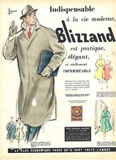PUBLICITE ADVERTISING 015  1955  BLIZZAND  imperméables homme