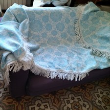 Couvre Lit Damassé Bleu