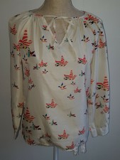 Blouse fluide beige à motifs T36, très bon état