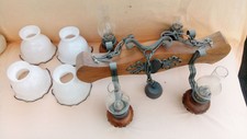 lustre rustique en bois 4 ampoules avec globes plafonnier vintage luminaire