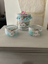 Magnifique Lot 2 bougeoirs + 1 Pot À Confiture Vide. Fait Main Décoration