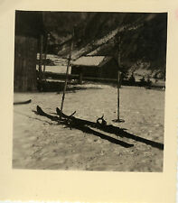 PHOTO ANCIENNE - VINTAGE SNAPSHOT - SKI NEIGE ÉQUIPEMENT MONTAGNE - SKIING SNOW