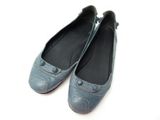 CHAUSSURES BALENCIAGA BALLERINES CLASSIC CITY 37.5 CUIR BLEU LEATHER SHOES 595€