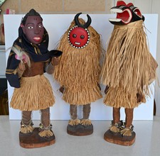 3 masques africains statuettes bois GOLI Côte d'Ivoire 