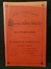 American WALTHAM Watch Materials Reproduction of Price List 1885 TRADE Catalog