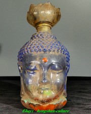 Bougeoir Lotus Main Bouddha Shakyamuni à glaçure colorée ancienne