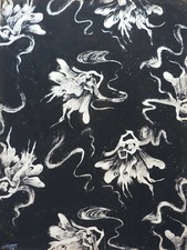 MAQUETTE POUR PAPIER PEINT GOUACHE MOTIF RARE SIGNEE J. WASSMER DATEE 1948 (4)