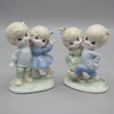 Vtg 2 Couples 5" Tall Figures Boys Girls Friend Dancing Playing Japan 