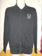 Pull sweat zip gilet coton bleu FRED PERRY L/42 Logo devant 2 Poches
