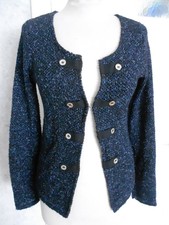 GILET MARINE CHINEE BREAL FERMANT PAR UN CROCHET TAILLE 36 COM9
