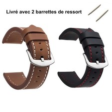 ⭐️ Bracelet  pour Montre en Cuir 18 20 22 24 mm avec Boucle inoxydable ⭐