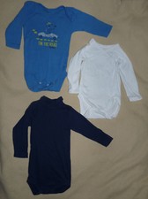Lot de 3 bodys manches longues bébé garçon 6 mois Petit bateau, Pommette... BE