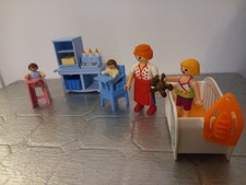 playmobil maman bebe jumeaux enfant chaise haute biberon jouet mobilier famille 