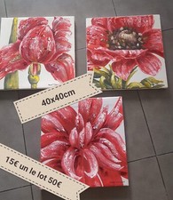 3 Tableaux Toiles Décoration Murales Fleurs