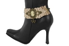 Femme Antique Chaîne Or Coffre Tissu Dentelle Bracelet Ouest Chaussure Steampunk